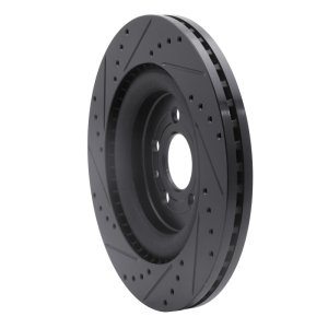 Ford Flex Brake Rotor (1) - Front Right - R1 Concepts - Drilled & Slotted - Black - `13-`19